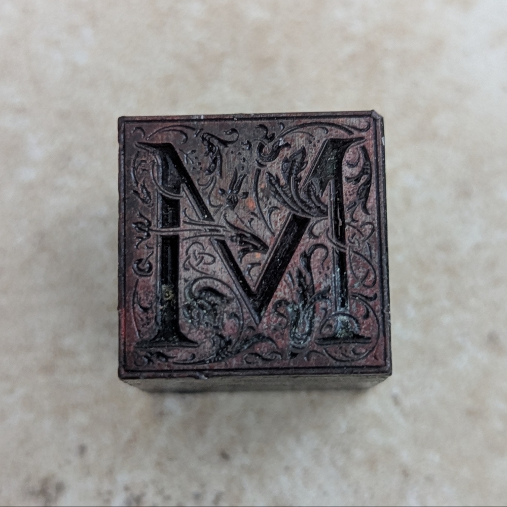 M Metal Letterpress Block Intricate Detailing